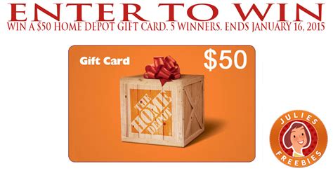 Enter to Win a $50 Home Depot Gift Card - 5 winners - Julie's Freebies