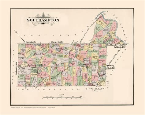 Southampton, Pennsylvania 1891 - Old Map Reprint - Bucks County - OLD MAPS