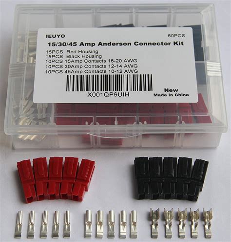 60 PCS 15/30/45 Amp Anderson Powerpole Connectors Assortment Kit, Quick Disconnect Terminals ...