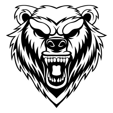 Bear Vector. Black And White Grizzly Bear Logo Design Vector Template 20539647 Vector Art at ...