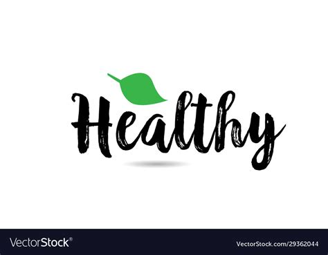 Healthy text word with green leaf hand written Vector Image