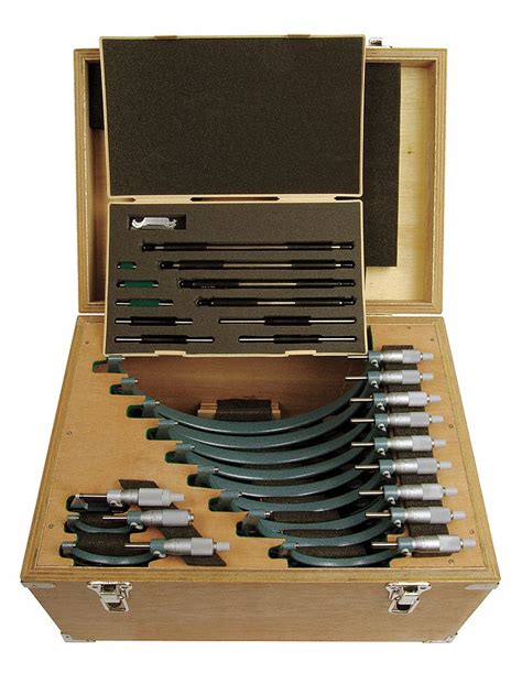 MITUTOYO Micrometer Set, Micrometers Included: 1 in, 2 in, 3 in, 4 in, 5 in, 6 in, 7 in, 8 in, 9 ...