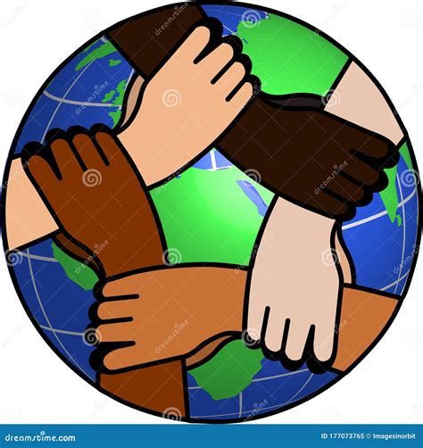 Hands Around the World Multi Cultural Diverse Humans Holding Hands Together Around the Globe ...