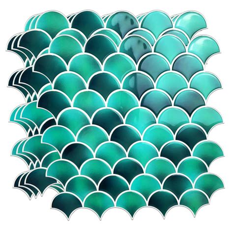 Buy 8 Sheets 11" x 8" Premium Peel and Stick Kitchen Backsplash Fish Scale Tile Stickers Self ...