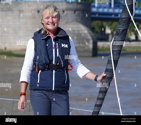 Sailor Pip Hare during the official naming of her new Vendee Globe boat Medallia, an IMOCA 60 ...