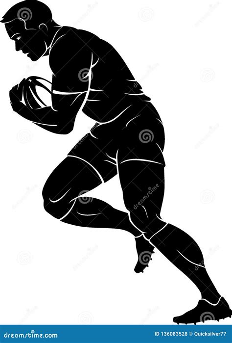 Silhouette Of A Rugby Player, Vector Draw | CartoonDealer.com #132656953