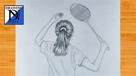 Jouer | Dessin de fille de sport de badminton | Dessin facile au crayon ...