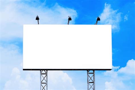 Blank billboard mockup with white screen against clouds 3168618 Stock Photo at Vecteezy