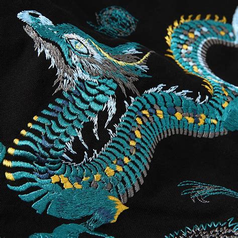 Teal Dragon Embroidered Hoodie – Koisea