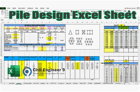 Pile Design Excel Sheet | With Analysis & Calculation