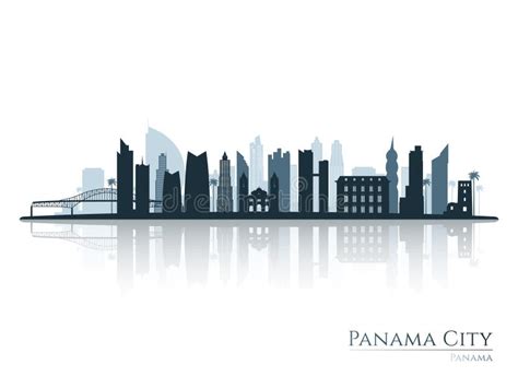 Panama City Skyline Silhouette with Reflection. Stock Vector ...