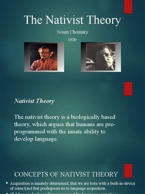 The Nativist Theory: Noam Chomsky | PDF | Language Acquisition | Learning