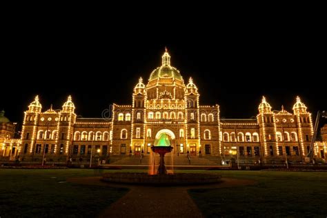 Legislative Assembly of British Columbia at Night Stock Image - Image ...