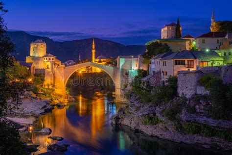 Stari Most at Night stock image. Image of neretva, holidays - 45258685