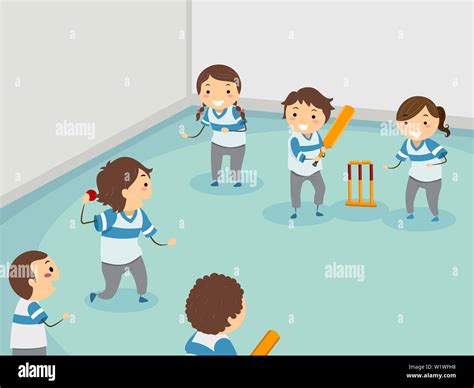 Kids Playing Cricket Clipart