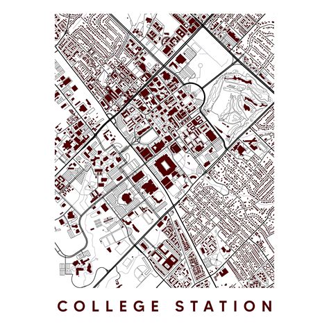 College Town Map, College Station Map Print, College Graduation Gift ...