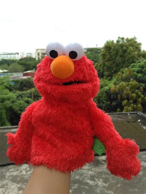 45cm Street Hand puppets Soft Plush Doll toys Blue hand puppet Elmo ...