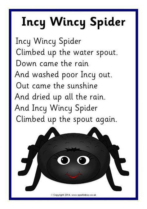 Incy Wincy Spider Song Sheet (SB10810) - SparkleBox | Nursery rhymes songs, Nursery rhymes ...