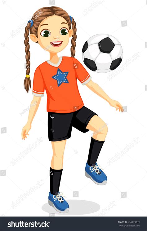 Illustration Young Soccer Player Girl Stock Vector (Royalty Free ...