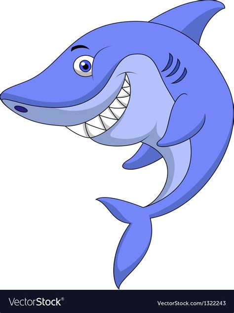 Cute shark cartoon vector image on VectorStock | Shark drawing, Cartoon, Cute shark