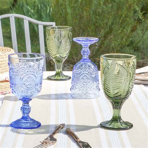 Set Of Four Coloured Glass Wine Goblets By Dibor | notonthehighstreet.com