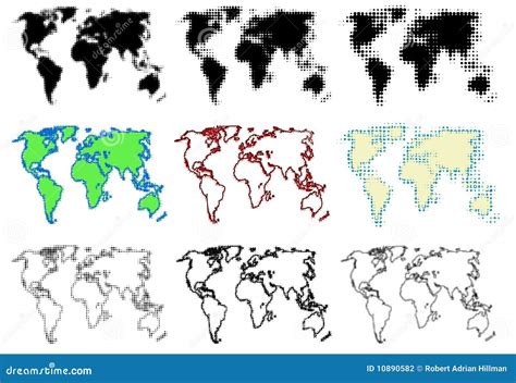 Dotted world maps stock vector. Illustration of atlas - 10890582