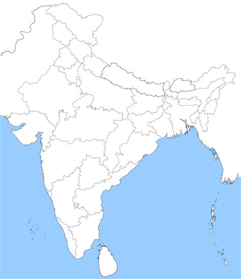 India Outline Map with State Boundaries - India Map