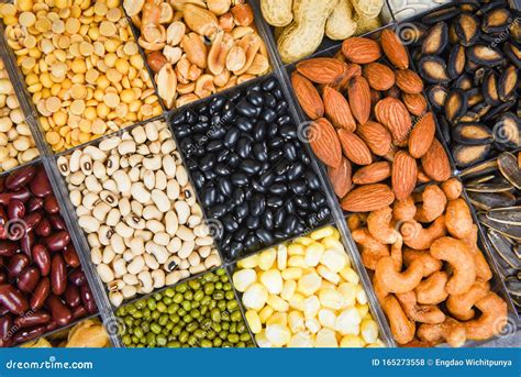 Select Different Whole Grains Beans and Legumes Seeds Lentils and Nuts Colorful Snack Background ...