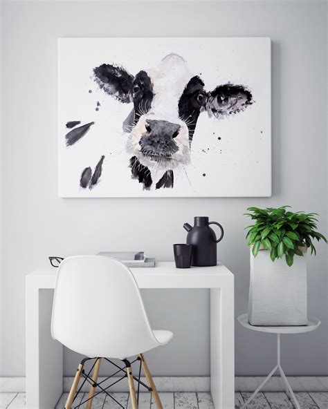 Cow Canvas Print- Hand signed Abstract Wall Art - Cow Watercolour ...