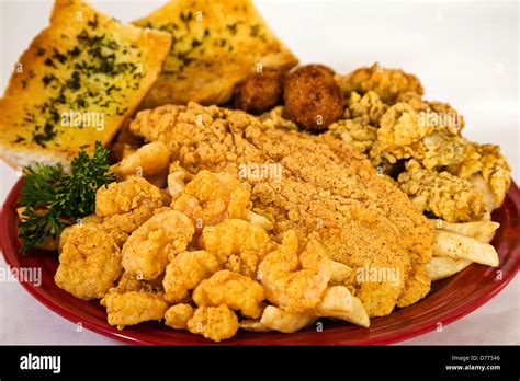 Fried seafood platter Stock Photo - Alamy