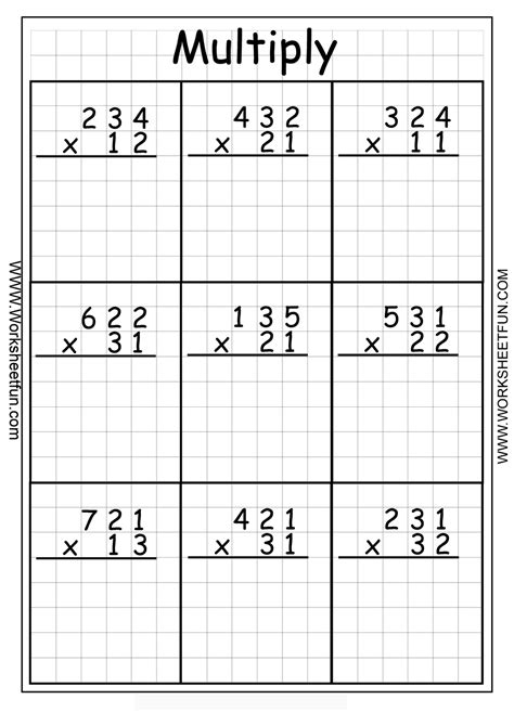 Multiplication 3 Digit By 2 Digit Worksheet