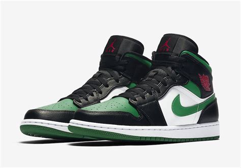 Air Jordan 1 Mid Black Green White Red 554724-067 Release Date - SBD