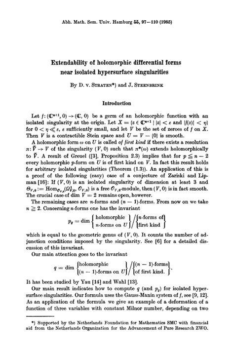 (PDF) Extendability of holomorphic differential forms near isolated ...