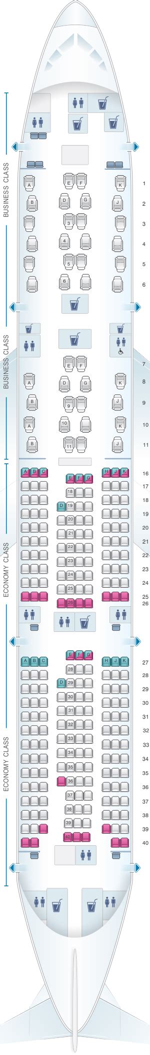 Qatar 777 Business Class Seat Map - Anichart Winter 2024