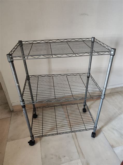 Metal rack with wheels, Furniture & Home Living, Furniture, Shelves ...