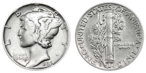 1926 S Mercury Dimes Winged Liberty Silver Dime: Value and Prices