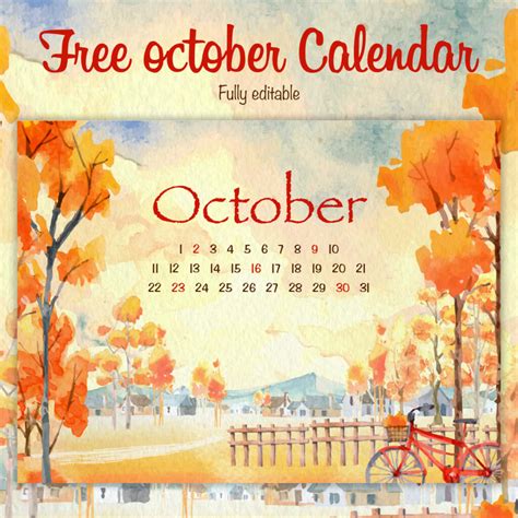 Free Fall October Calendar – MasterBundles