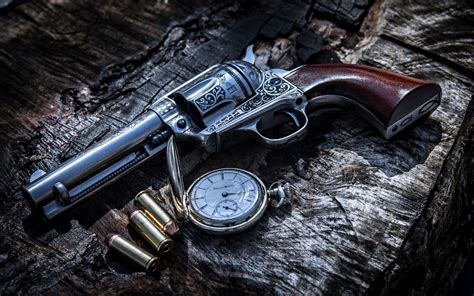 Fonds d'écran Pistolet, balles, arme, montre de poche 3840x2160 UHD 4K image