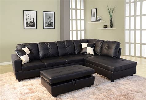 DAE Right Facing Sectional Sofa, L-Shape Faux Leather Sectional Sofa ...