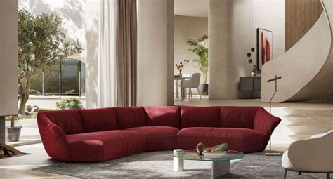 Discover Timeless modular corner sofa - burgundy fabric of the Natuzzi Italia collection of ...