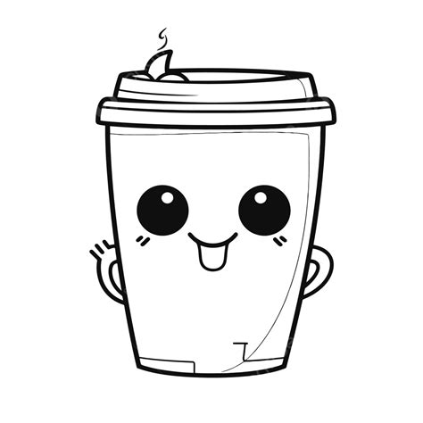 Cute Coffee Cup Face Coloring Page Outline Sketch Drawing Vector, Coffee Drawing, Wing Drawing ...