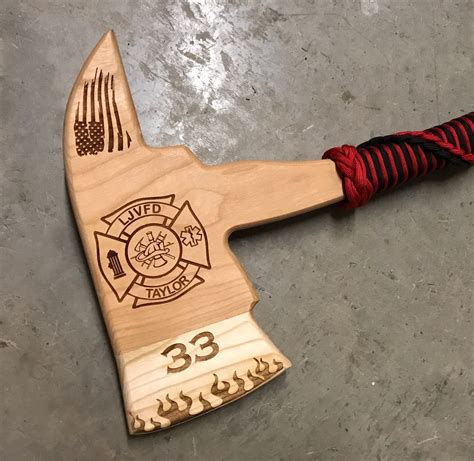 Firefighter Award Axe Cherry Wood Customized Laser Engraved | Etsy ...