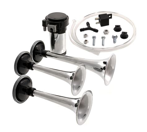 TRIPLE AIR HORN KIT- CHROME - BC Direct