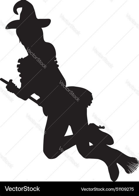 Witch on broom silhouette Royalty Free Vector Image