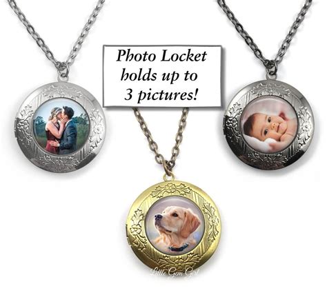 Personalized Photo Locket Necklace Customized With Your Photo, up to 3 ...