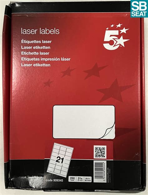 5250+Labels+5+Star+Addressing+Labels+Laser+21+per+Sheet+63.5x38.1mm+White for sale online | eBay