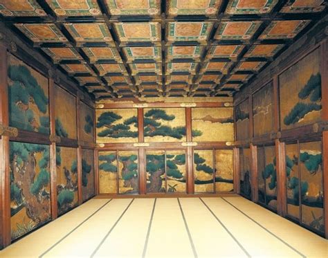 Castle interior (audience hall), Nijo Castle, Kyoto. Pine tree fusuma. Castles Interior, Mansion ...