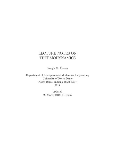 Lecture Notes on Thermodynamics - LECTURE NOTES ON THERMODYNAMICS ...