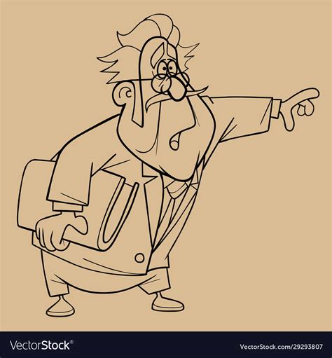 Sketch a cartoon indignant man in a suit Vector Image