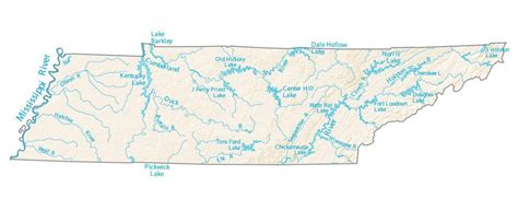 Tennessee Lakes and Rivers Map - GIS Geography